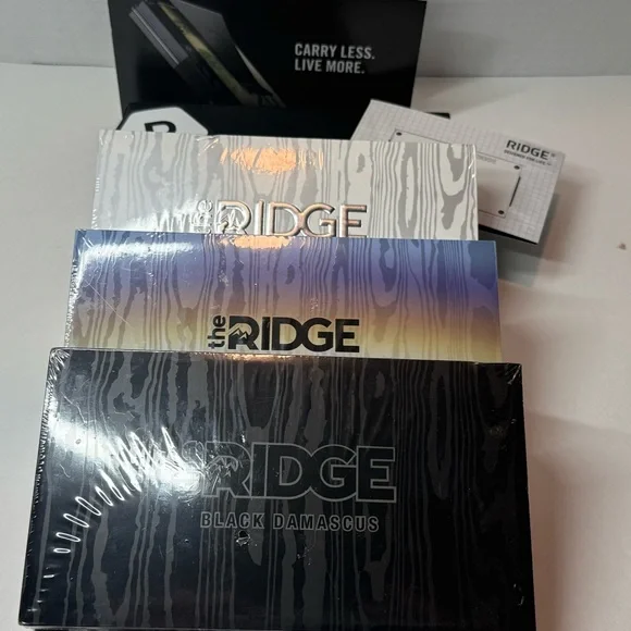 *SOLD*RIDGE Wallet Set - (3) DAMASCUS STEEL (STEEL, BURNT, BLACK) - Picture 1 of 12